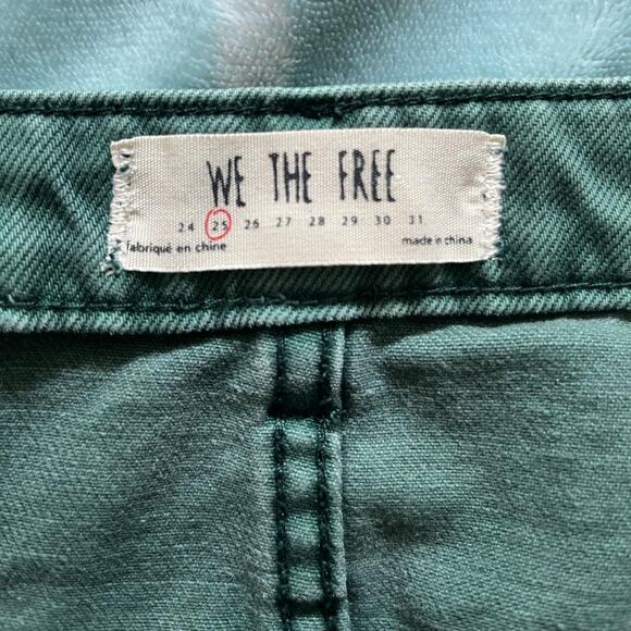 Free People Women's Green Faded Denim Skirt, zipper in front raw hem Size S - Picture 3 of 7
